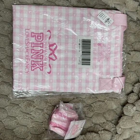 NWT💗SET💗Victoria’s Secret PINK x LOVESHACKFANCY Large TOTE& Mini Duffle Keychain - Picture 10 of 12